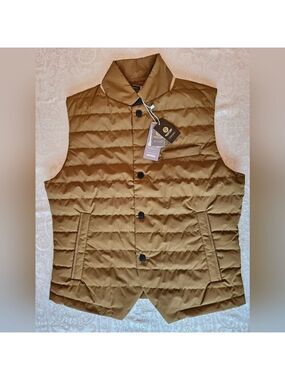 Tan Goose Down Filled Quilted Puffer Vest for Men, Warm  Snover, XXL, NWT